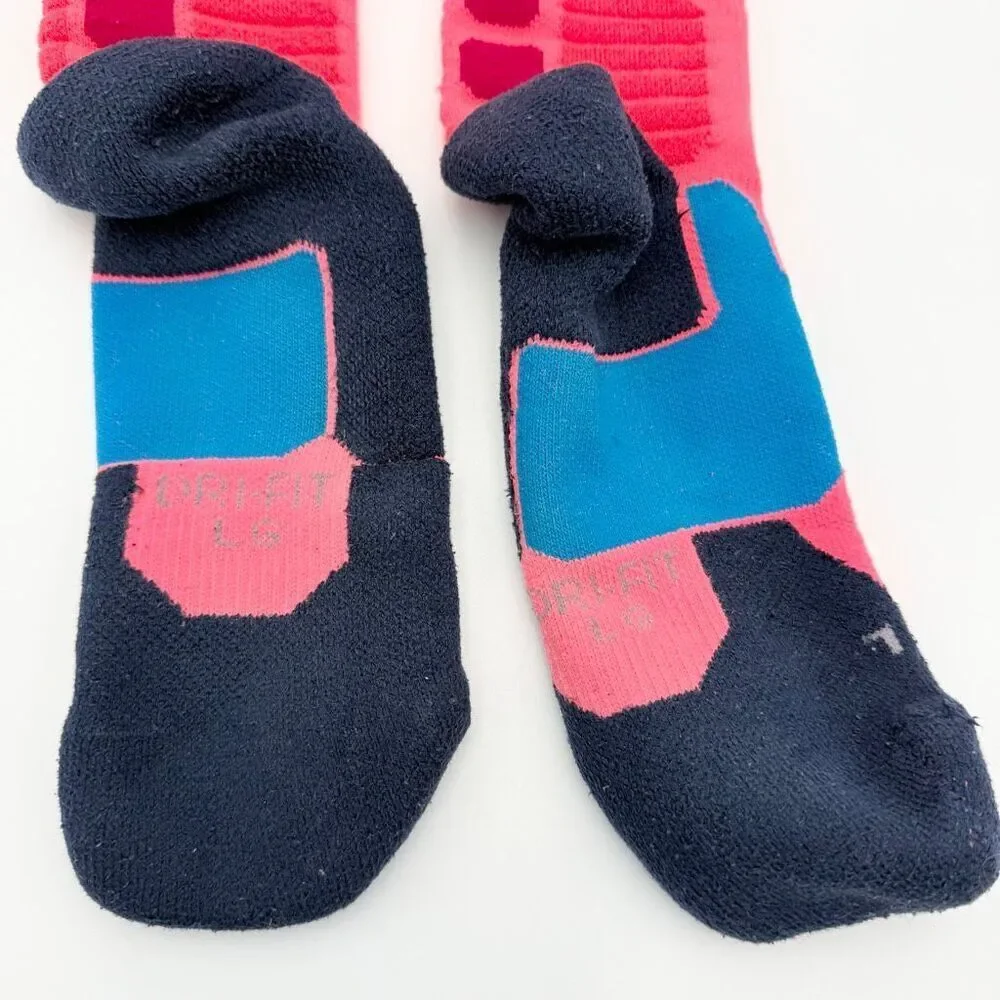 Nike Elite KD Basketball Socks Pink Teal Navy - Women’s US Large